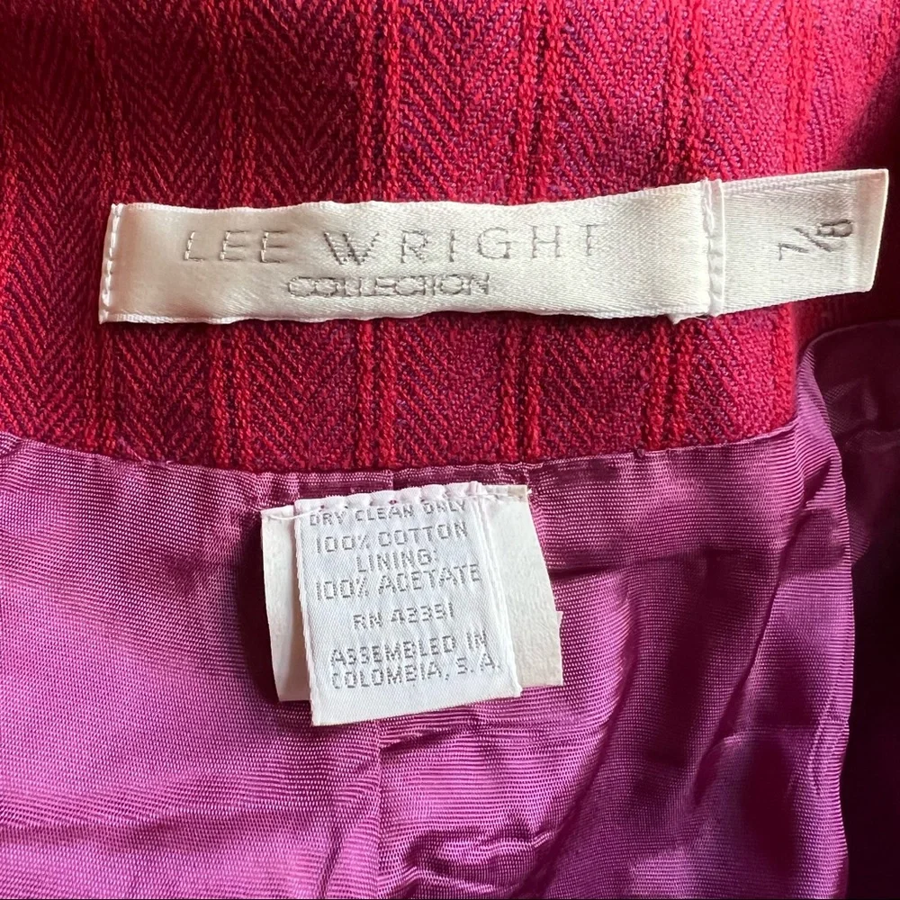 Vintage Pink Pinstripe Blazer Medium Lee Wright  collarless stripe jacket